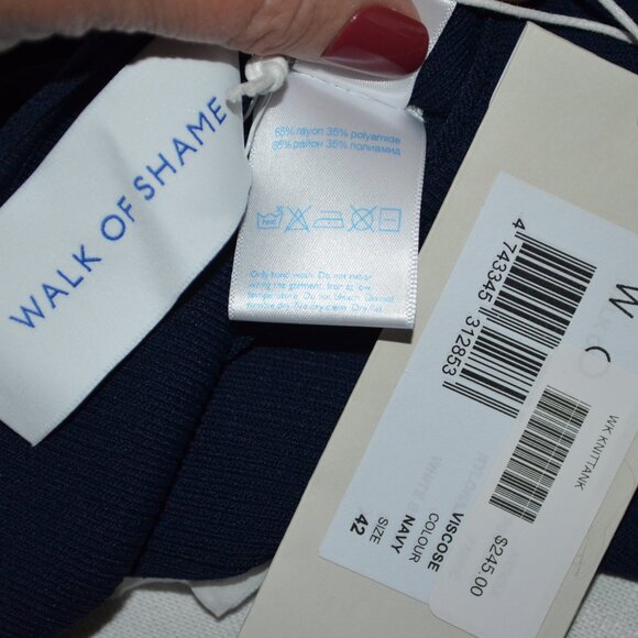 NWT $245 Sz S Walk of Shame Navy Ribbed Scoop Neck Tank Top - Picture 6 of 6